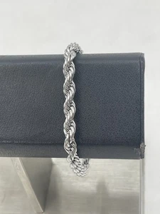 GLD 6mm 8-Inch 6mm Rope Bracelet 14K White Gold Plated - Picture 1 of 8