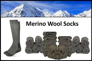 2 Pares Calcetines Lana Merino 10-13 Gris Botas Térmicas Trabajo Aire Libre Senderismo Caza - Imagen 1 de 9
