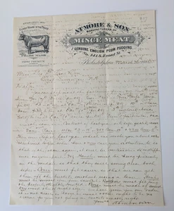 1886 Atmore & Son Philadelphia Letterhead Mince Meat Plum Pudding Trade - Picture 1 of 2