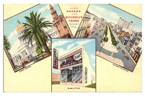 MIAMI, FLORIDA - MITCHELL'S TOURS TO HAVANA CUBA - POSTAL DE LINO MULTI VISTA - Imagen 1 de 2