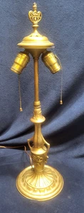 Antique 1910's Cast Deco Arts & Crafts Lamp Base Miller Tiffiany Slag Heat Cap - Picture 1 of 13