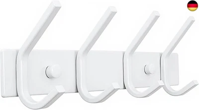 Kleiderhaken Wand, Garderobenhaken Weiß Wandgarderobe Edelstahl Hakenleiste  - Bild 1 von 4