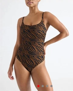 Knix Animal Print Einteiler klassischer Badeanzug auslaufsicher Tiger Print Gr. M braun - Bild 1 von 12