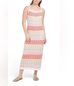Rachel Zoe L Crochet Maxi Dress Women’s Zig Zag Colorful Festival Beach - Picture 1 of 13