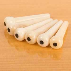 Pasadores de puente de guitarra Waverly Bone con incrustación de punto negro, sin ranurar, juego de 6 - Imagen 1 de 2