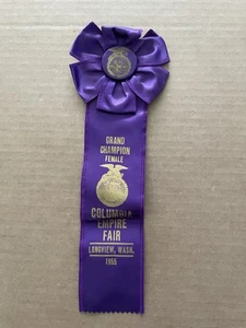Vintage 1955 Columbia Empire Fair Seidenband GRAND CHAMPION weiblich Gilkey WA - Bild 1 von 6