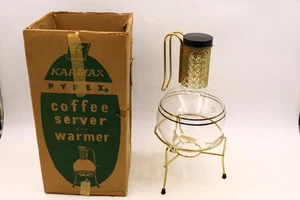Vintage Mid Century MCM KARMAX Pyrex Glass Coffee Server and Warmer Carafe - Picture 1 of 10