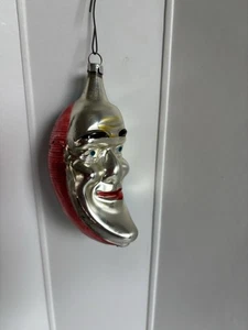 Vintage Mann im Mond Halbmond Gesicht Christbaumschmuck Dekoration - Bild 1 von 5