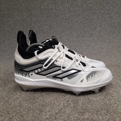 Chuteiras de beisebol Adidas Adizero Afterburner 9 novas com etiquetas metal branco preto masculino tamanho 8 - Imagem 1 de 4