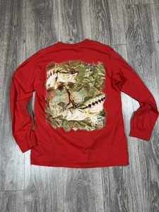 Camisa Guy Harvey Para Hombres Manga Larga Roja Gráfica Pesca Exterior Brazo Logo Mediana - Imagen 1 de 6