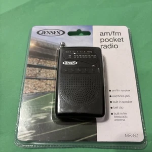 Jensen TINY Black AM FM Radio with Belt Clip and Speaker and Earphone Jack - Picture 1 of 6