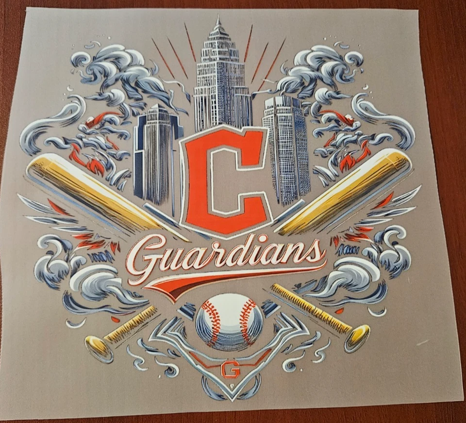 Cleveland Guardians Colorful 8" DTF Heat Transfer Iron On FREE Shipping (C1/6) - Image 1 of 1