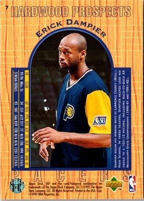 1997 Upper Deck Erick Dampier #48 Indiana Pacers Basketball Card - Image 1 of 2