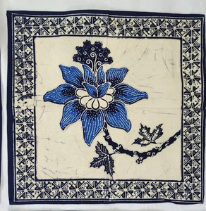 11 Vintage Blau Creme Batik Danar Hadi Blumen Servietten Set Tropisch Blumenmuster - Bild 1 von 16