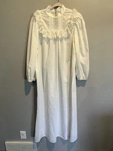 Camicia da notte donna vintage OSCAR DE LA RENTA per Swirl bianca cotone cottagecore L/XL - Foto 1 di 7