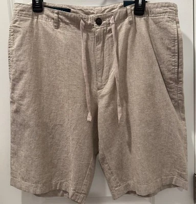 NWT MEN'S PERRY ELLIS TAN CHINO LINEN/COTTON SHORTS SIZE 34 - Image 1 of 4