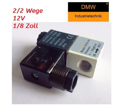 DMW INDUSTRIETECHNIK Pneumatik Ventil 2/2 Wege 12 Volt 1/8" Zoll 1,5-8 bar Wegeventil Magnetventil