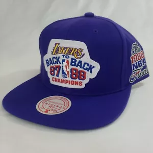 Los Angeles Lakers Mitchell & Ness HWC 87 88 Back To Back Champions Snapback Hat - Picture 1 of 8