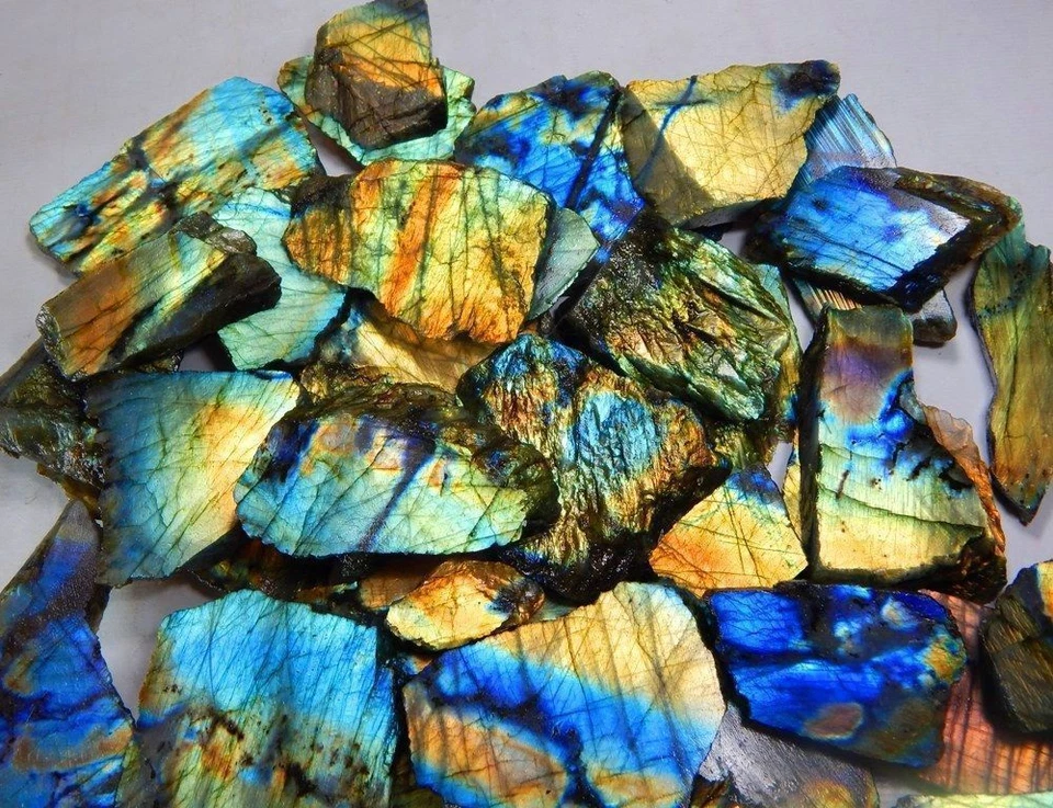 750Cts NATURAL MULTI FIRE SPECTROLITE LABRADORITE ROCK ROUGH SLAB,TILE GEMSTONE - Image 1 of 4