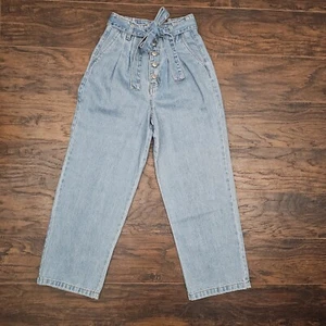 Forever 21 Jeans Womens Size 24 Blue Wide Leg Medium Wash Button Fly High Rise - Picture 1 of 6
