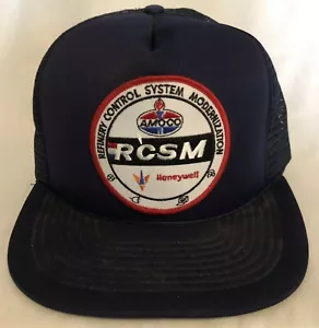 AMOCO Refinery Patch Mesh Snapback Trucker Mütze Cap Mohrs blau Honeywell Vintage - Bild 1 von 12