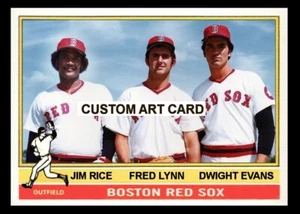 Jim Rice Fred Lynn Dwight Evans Red Sox OF carta da baseball artistica personalizzata retro vuoto - Foto 1 di 2