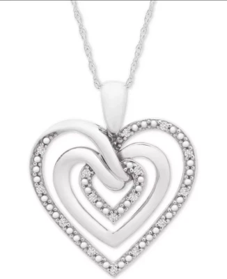 Collar Colgante Macy’s Diamante Multi-Corazón 18" (1/10 ct. t.w.) Plata de ley Foto 1 de 2