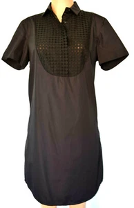 AKRIS PUNTO Black Embroidered Short Sleeves Pointy Collar Pencil Dress Size US 8 - Picture 1 of 9