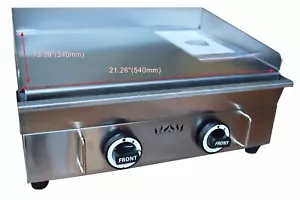 Commercial Gas Grill Griddle 2 Burner Propane Countertop Flat LP Gas 50-300C - Picture 1 of 23