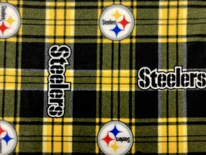 NFL Pittsburgh Steelers Plaid Fleece Fabric Free Shipping/ 1 yard 29 inches - Picture 1 of 1