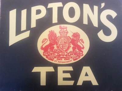Letrero negro vintage publicidad Liptons té de SM Royal cita a King Queen Foto 1 de 3