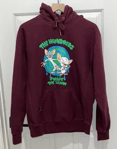 The Hundreds x Animaniacs Pinky & The Brain Hoodie Small S Burgundy Sold Out - Foto 1 di 7