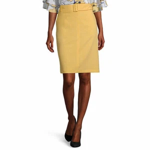 Liz Claiborne Women's Mid Rise Pencil Skirt Size 12 PETITE Sunlight Yellow New - Picture 1 of 3