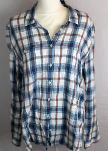 HornyToad Organic Cotton Women's XL Flannel Long Sleeve Button Up Shirt Plaid - Picture 1 of 7