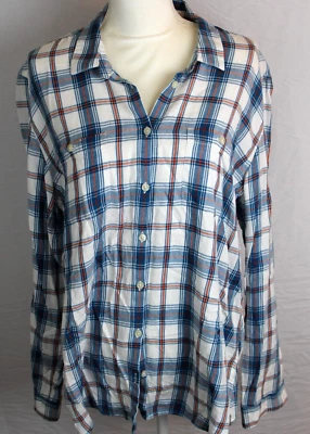 HornyToad Organic Cotton Women's XL Flannel Long Sleeve Button Up Shirt Plaid - Image 1 of 4