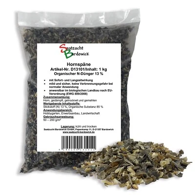 1 kg Hornspäne Horndünger Naturdünger Gemüse Blumen natürlicher Stickstoffdünger - Bild 1 von 4