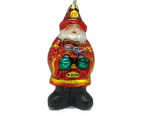 Grande 6 pulgadas bombero Santa Claus adorno de Navidad con etiqueta todavía encendido nuevo - Imagen 1 de 8