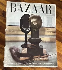 Vtg Oct 1948 HARPER’S BAZAAR Fashion Magazine~MCM Ads~Jewelry~Clothing++~*READ* - Picture 1 of 24