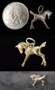 Vintage Sterling Silver Charm Pendant Running Horse w7 - Picture 1 of 1