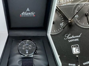 NEW Atlantic Seatrend Black Sapphire | Swiss Luxury Men's Watch & Milanese Loop - Picture 1 of 6