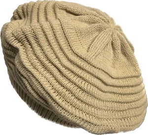 Schicke weiche Strickmütze handgefertigt gehäkelt leicht braun lässig Beanie Mütze Baskenmütze - Bild 1 von 5