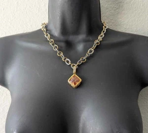 DESIGNER PRIEMIER DESIGN HALSKETTE SILBER UND GOLDFARBEN CHAMPANGE CZ STEIN. - Bild 1 von 11