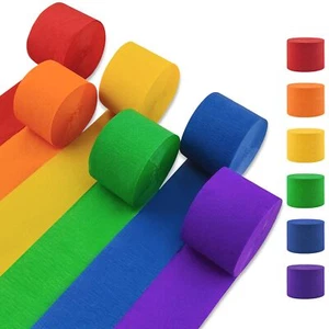 Crepe Paper Streamers 6 Rolls Rainbow Streamers 2.2 Inches 738 Feet Streamers... - Picture 1 of 7