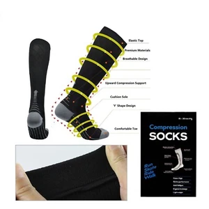 2 Pairs Compression Miracle Copper Running Anti Fatigue Travel Flight Socks AU - Picture 1 of 6