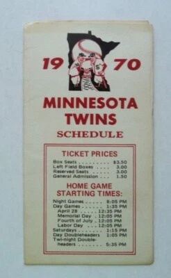 1970 Minnesota Twins Schedule from Metroplitan Stadium - - Image 1 of 3