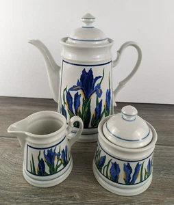 Curzon -  Dutch Blue Iris -  Ceramic Coffee Server and Cream & Sugar Set - Picture 1 of 23