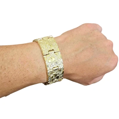 Brazalete pepita para hombre enchapado en oro de 14k 8 mm 15 mm 24 mm 8 pulgadas moda hip hop Foto 1 de 3