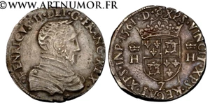 Charles IX- Monnayage au nom d'Henri II, Teston du Dauphiné, 1561 Z Grenoble - Foto 1 di 1
