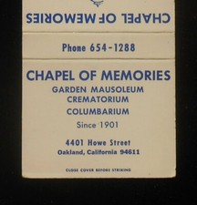 Década de 1960 Capela De Memórias Jardim Mausoléu crematório Howe Cemitério Oakland California