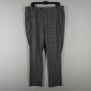 Ermenegildo Zegna Pants Mens 56R (38x32) UNHEMMED Gray Plaid Wool Dress Trousers - Picture 1 of 11